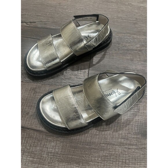 Homers Silver Banded Leather Hand Crafted Strappy Platform Sandals Size 36 US 6 - Picture 2 of 10